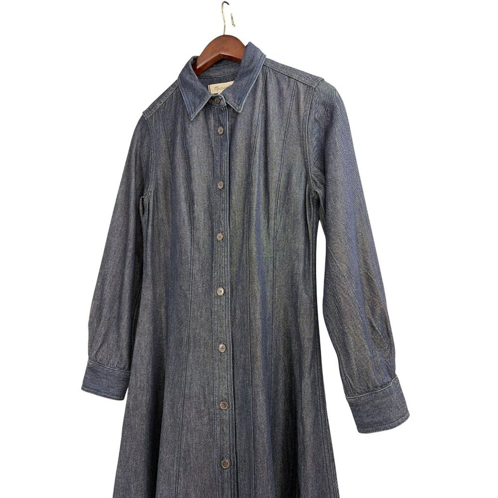 NWT Madewell Seamed Midi Shirtdress Segovia Denim Dark Wash Womens 2 Classic - Picture 6 of 8